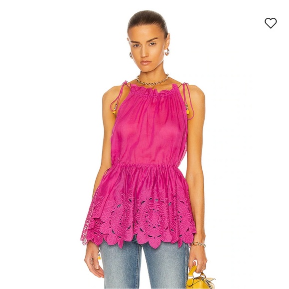 Zimmermann Tops - ZIMMERMANN Teddy Scallop Tie Top - Fuchsia size 0 Small